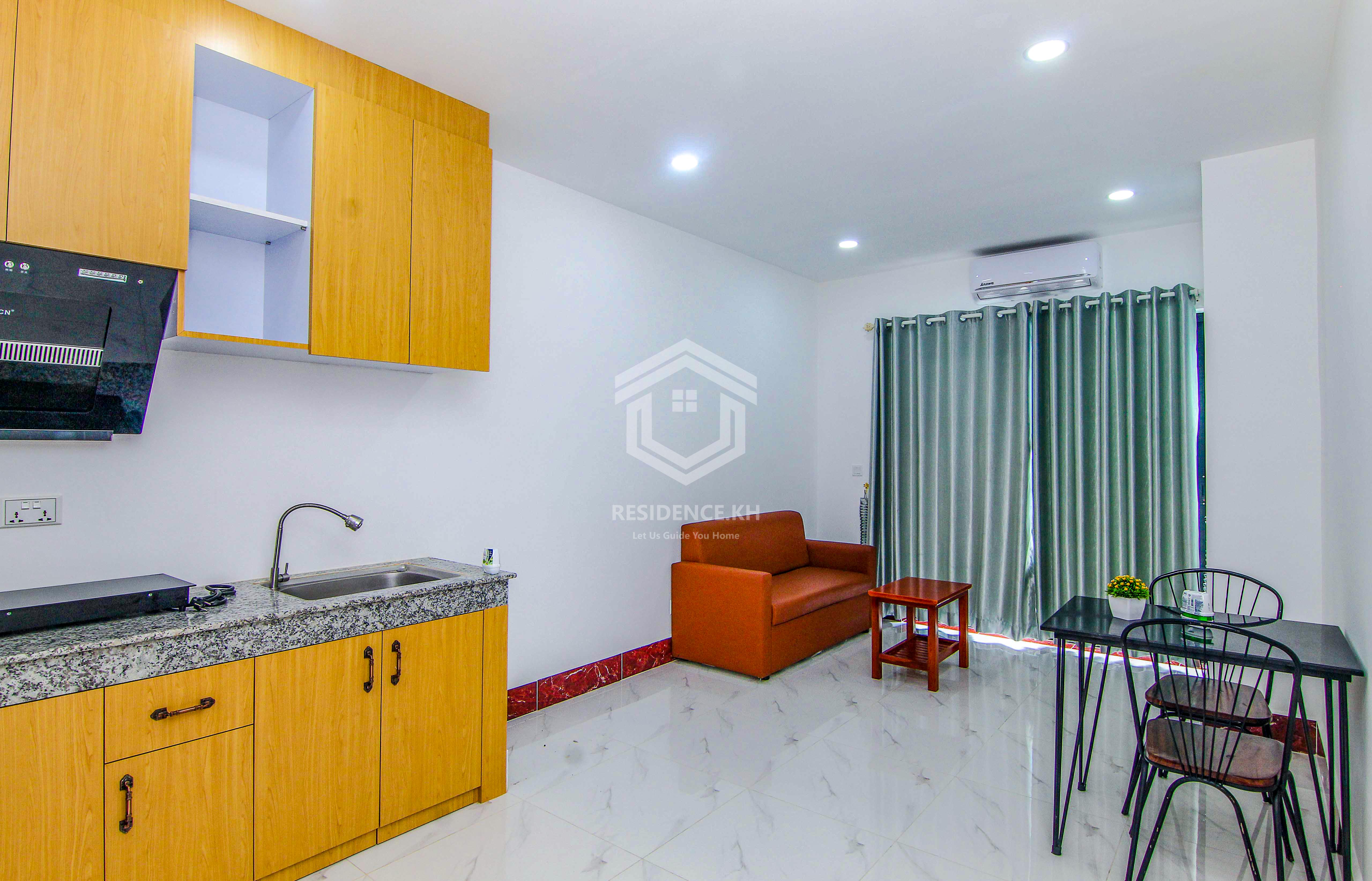 Furnished 1 bedroom apartment for rent in Tuol Tampong neighborhood.