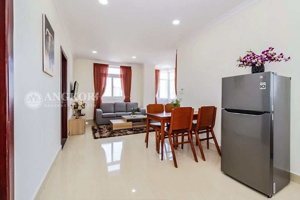 A Beautifully Designed 2 Bedroom apartment with a luxurious interior For Rent In Boeung Keng Kang II Neighborhood.